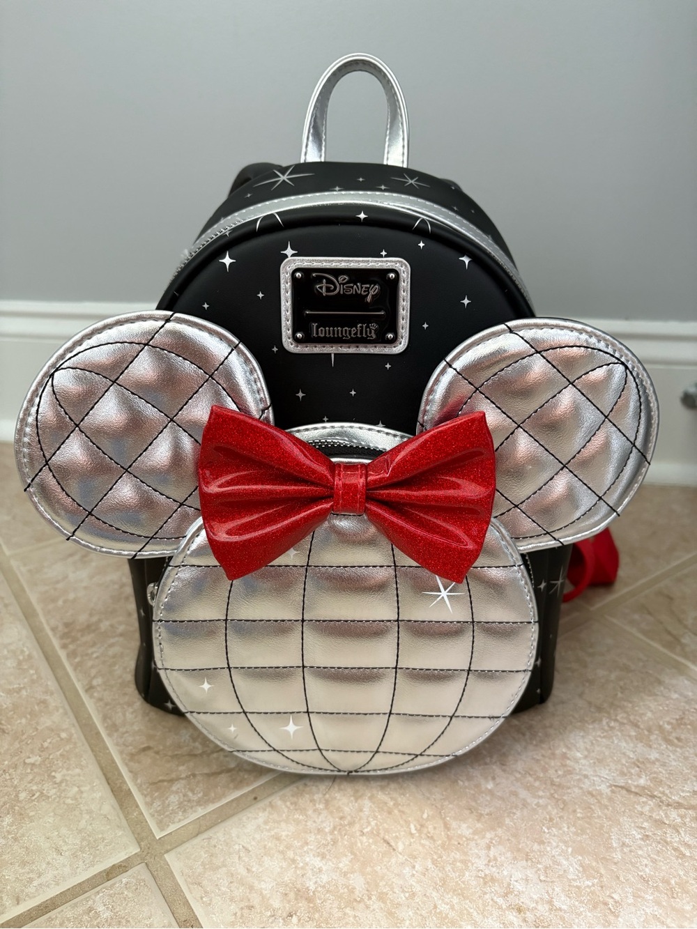 🆕 Loungefly Disney Minnie Mouse Disco Metallic Mini Backpack